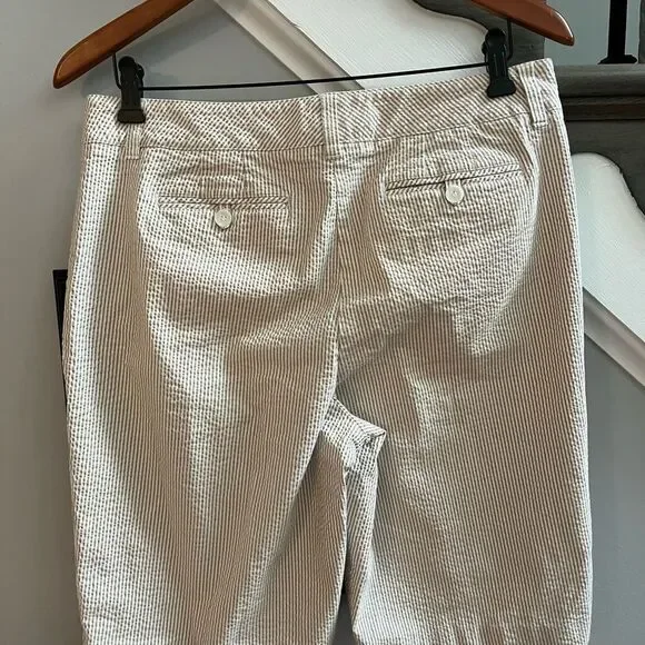 Talbots Tan & White Seersucker Bermuda Shorts sz 12 - Picture 3 of 5